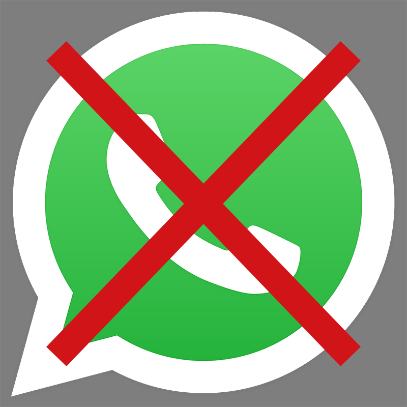 Logo WhatsApp barré par une croix rouge