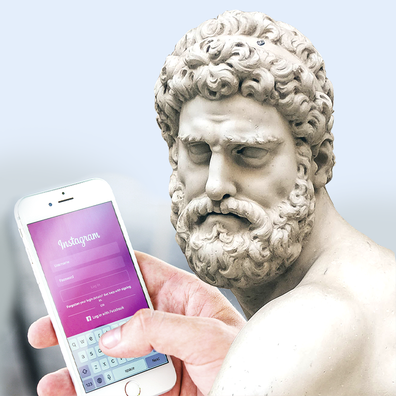 Sculpture grecque et smartphone