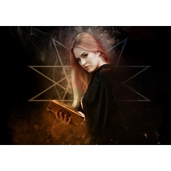 sorcière avec livre des ombres