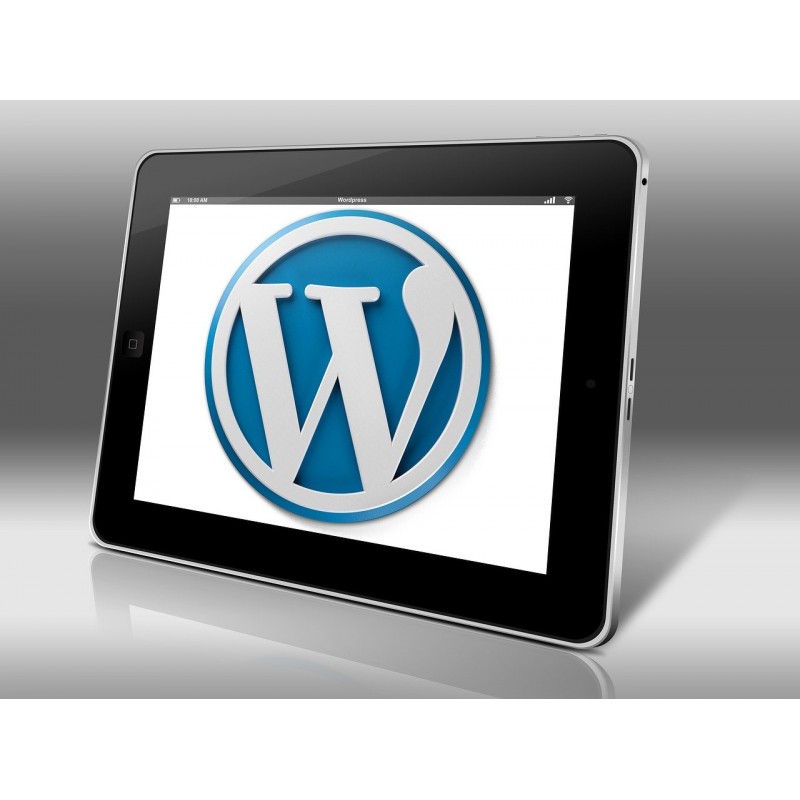 Logo WordPress sur l\'écran d\'une Tablette