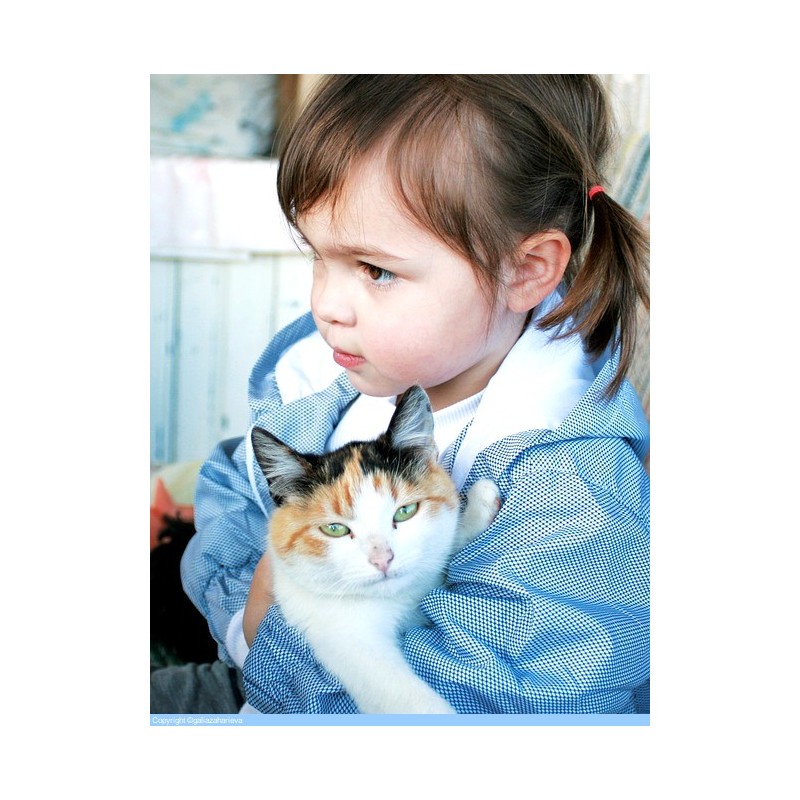 Une enfant tenant son chat dans les bras