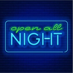Open all night blue nean